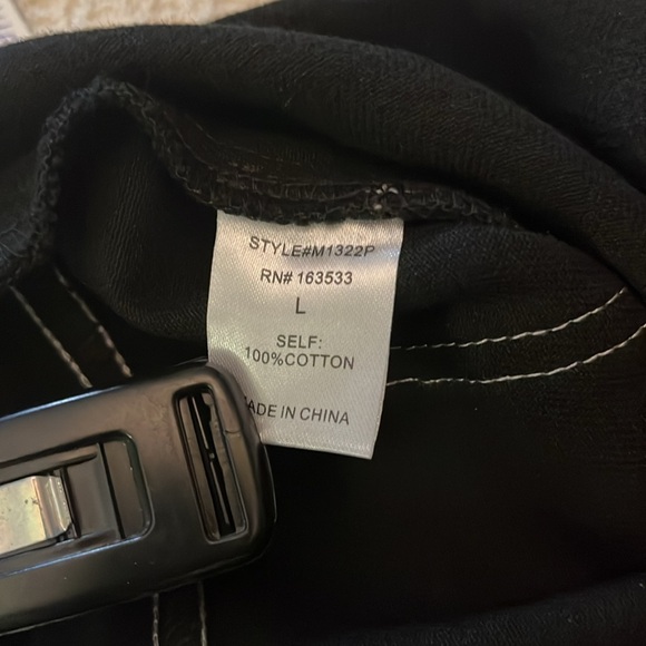 SOHN Boutique Black high waist, wide leg vintage Painters Pants -white stitching - Picture 11 of 12